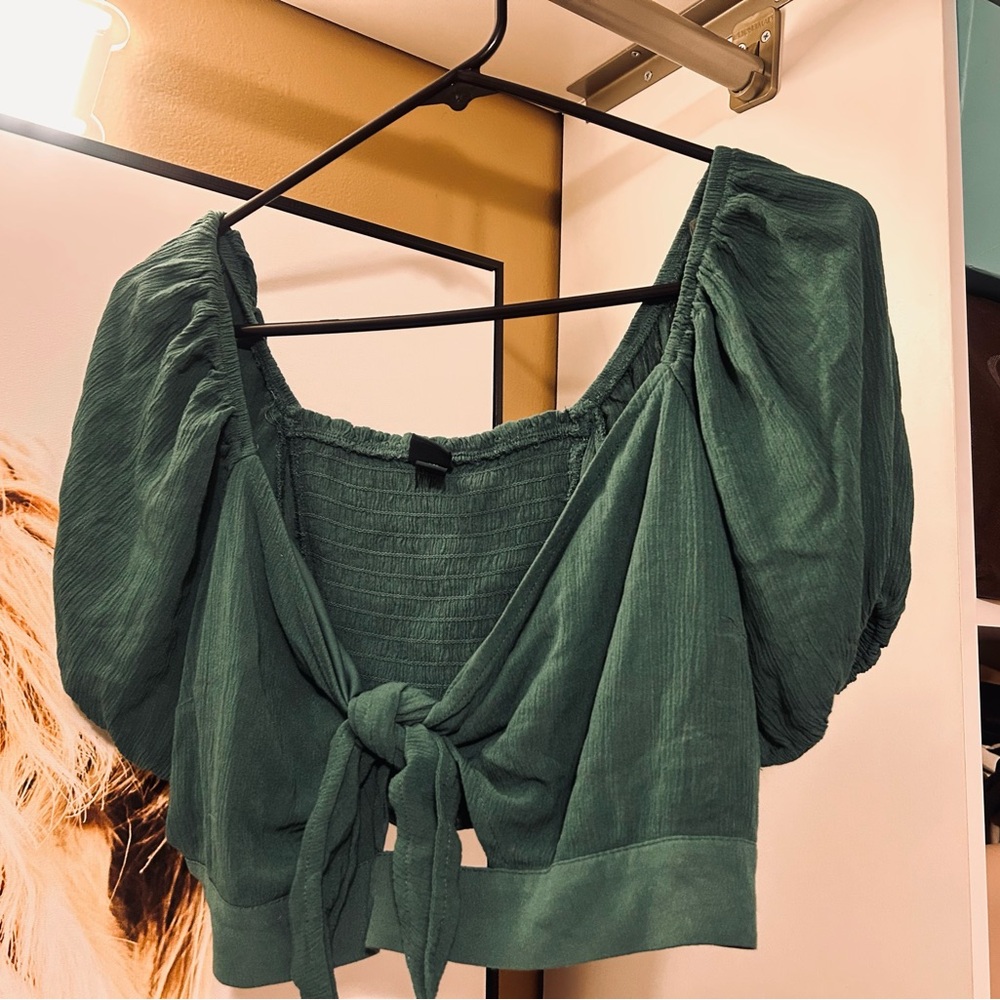 Wild Fable Teal Tie-Front Blouse